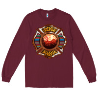 Burgundy Western Firefighter Symbol Long Sleeve Tee - RanaPortraitStore