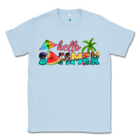 Dusty Blue hello summer Classic Tee - Artiststas