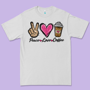 Peace Love Coffee Premium Tee Designed By Jasminsmagicworld