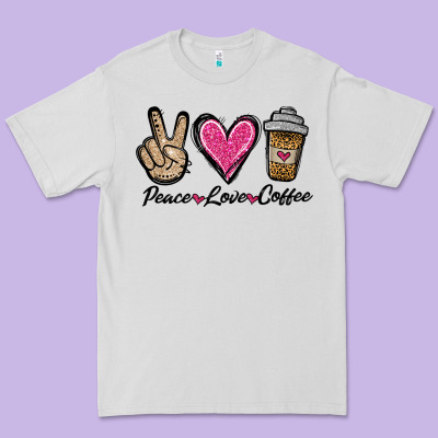 Peace Love Coffee Premium Tee Designed By Jasminsmagicworld