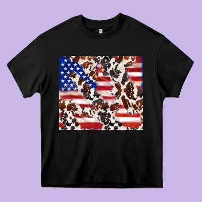 Cowhide Amerikan Flag Heavy Core Tee Designed By Tumblerdesignbyshophia