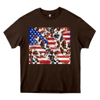 Chocolate Brown cowhide amerikan flag Heavy Core Tee - TumblerDesignByShophia