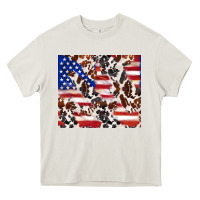 Cream cowhide amerikan flag Heavy Core Tee - TumblerDesignByShophia