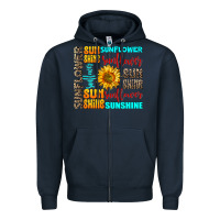 Navy sunflower sunshine Zipper Hoodie - AdoDesignShop