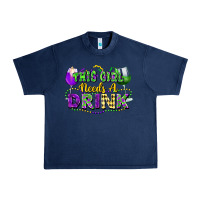 Navy This girl needs a drink Urban Heavy Tee - FaDigitalArtStudio
