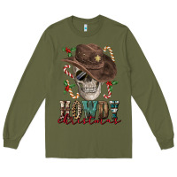 Army Green howdy christmas skull Long Sleeve Tee - FaDigitalArtStudio