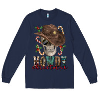 Navy howdy christmas skull Long Sleeve Tee - FaDigitalArtStudio