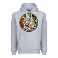 Heather Grey christmas lincoln sheep Premium Hoodie - LillyAllenDesigns
