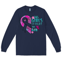 Navy This Girls Fought and Won Cancer Long Sleeve Tee - BundleAndBundleShop