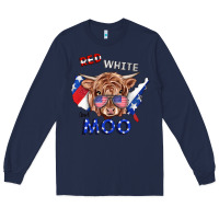 Navy Red White And Moo Cow Long Sleeve Tee - RanaPortraitStore