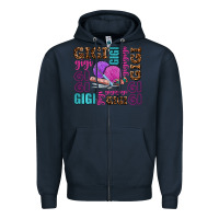 Navy gigi gigi with knitting Zipper Hoodie - AdoDesignShop