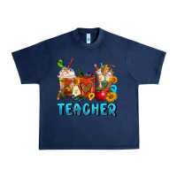 Navy Teacher Coffee Cups Urban Heavy Tee - FaDigitalArtStudio