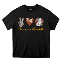 Black peace love baseball Heavy Core Tee - RanaPortraitStore