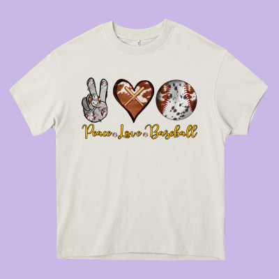 Peace Love Baseball Heavy Core Tee Designed By Ranaportraitstore