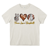 Cream peace love baseball Heavy Core Tee - RanaPortraitStore