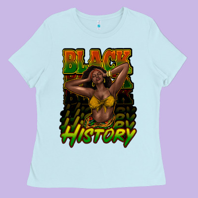 Black History Afro Woman Ladies Tee Designed By Howdyjamesfarm