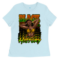 Baby Blue Black history afro woman Ladies Tee - HowdyJamesFarm