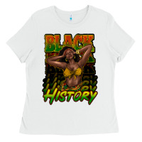White Black history afro woman Ladies Tee - HowdyJamesFarm