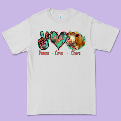 Peace Love Cows Premium Tee Designed By Jasminsmagicworld
