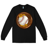 Black baseball with sunflower round earrings Long Sleeve Tee - BundleAndBundleShop