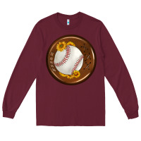 Burgundy baseball with sunflower round earrings Long Sleeve Tee - BundleAndBundleShop