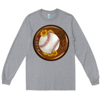 Heather Grey baseball with sunflower round earrings Long Sleeve Tee - BundleAndBundleShop