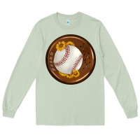 Matcha baseball with sunflower round earrings Long Sleeve Tee - BundleAndBundleShop