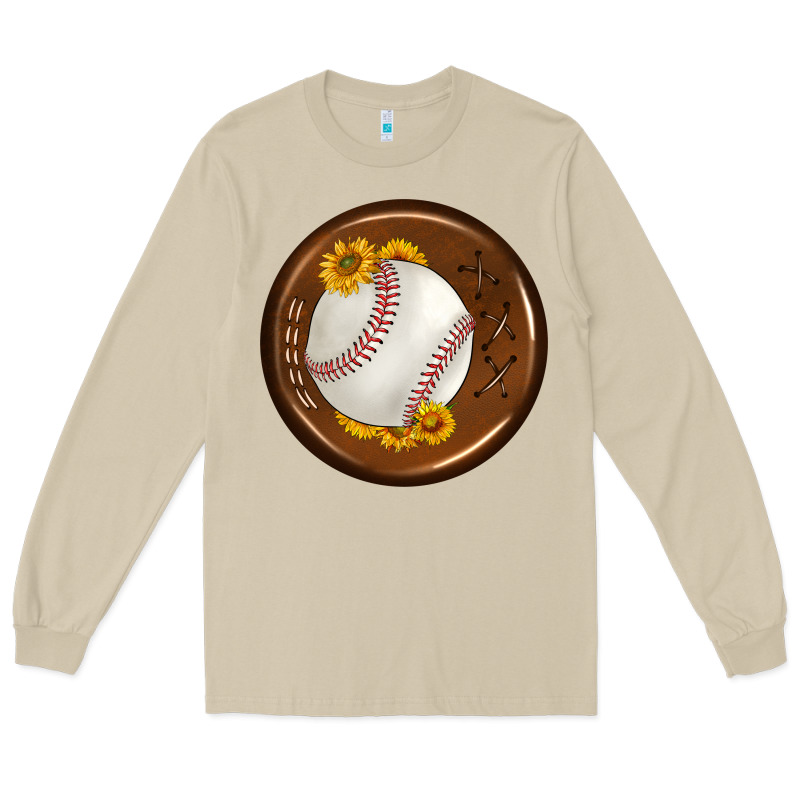 Baseball With Sunflower Round Earrings Long Sleeve Tee by BundleAndBundleShop | Teevron