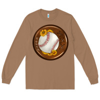 Toasted Coconut baseball with sunflower round earrings Long Sleeve Tee - BundleAndBundleShop