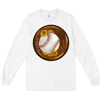White baseball with sunflower round earrings Long Sleeve Tee - BundleAndBundleShop
