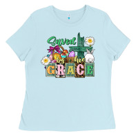 Baby Blue Saved by his grace Easter Ladies Tee - CowGirlArtShop