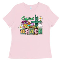 Bubblegum Pink Saved by his grace Easter Ladies Tee - CowGirlArtShop