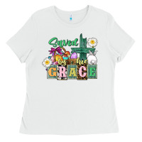 White Saved by his grace Easter Ladies Tee - CowGirlArtShop
