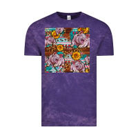 Cloud Purple Western Landrace Pig With Sunflowers Seamless Vintage Tee - FaDigitalArtStudio