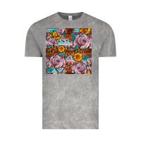 Western Landrace Pig With Sunflowers Seamless Vintage Tee | Teevron