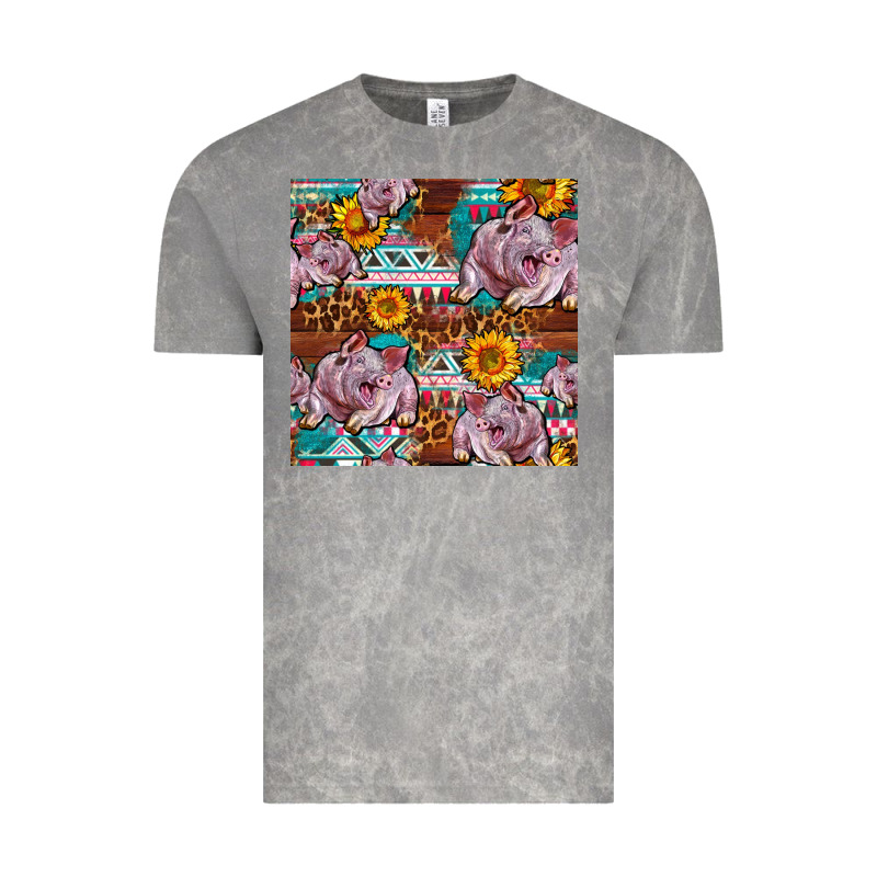 Western Landrace Pig With Sunflowers Seamless Vintage Tee by FaDigitalArtStudio | Teevron