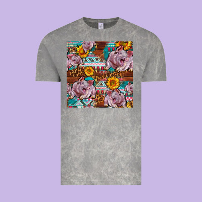 Western Landrace Pig With Sunflowers Seamless Vintage Tee Designed By Fadigitalartstudio