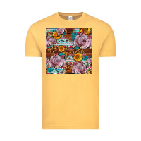 Vintage Mustard Western Landrace Pig With Sunflowers Seamless Vintage Tee - FaDigitalArtStudio