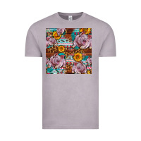 Vintage Zinc Western Landrace Pig With Sunflowers Seamless Vintage Tee - FaDigitalArtStudio