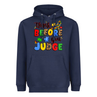 Navy think before you judge Heavyweight Hoodie - JahusDesignShop