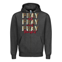 Charcoal Heather pray on it pray over it pray through it Zipper Hoodie - AdoDesignShop