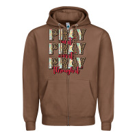 Chestnut pray on it pray over it pray through it Zipper Hoodie - AdoDesignShop