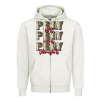 Oatmeal Heather pray on it pray over it pray through it Zipper Hoodie - AdoDesignShop