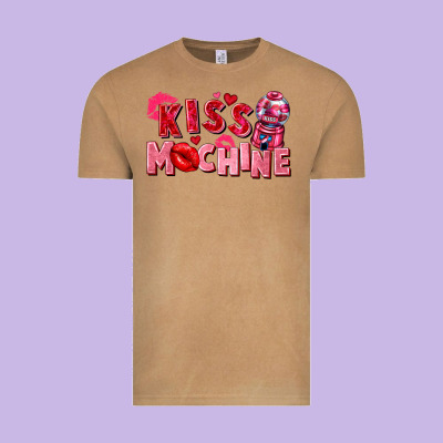Kiss Machine Valentine's Day Vintage Tee Designed By Fadigitalartstudio
