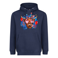Navy western america cow Heavyweight Hoodie - JahusDesignShop