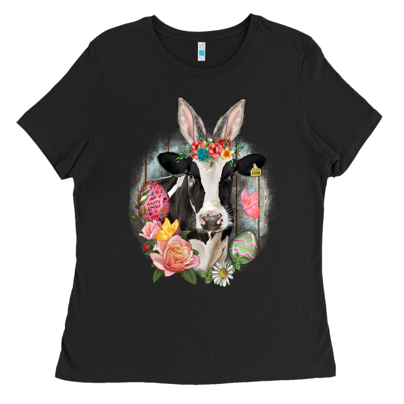 Happy Easter Cow Easter Day Ladies Tee by CowGirlArtShop | Teevron