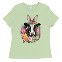 Matcha Happy Easter Cow Easter Day Ladies Tee - CowGirlArtShop