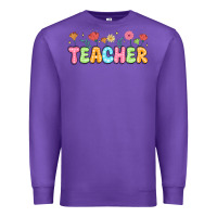 Purple custom teacher flowers Premium Sweatshirt - JahusDesignShop