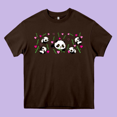 Cute Panda Heavy Core Tee Designed By Tumblerdesignbyshophia