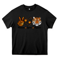 Black peace love tigers Heavy Core Tee - RanaPortraitStore
